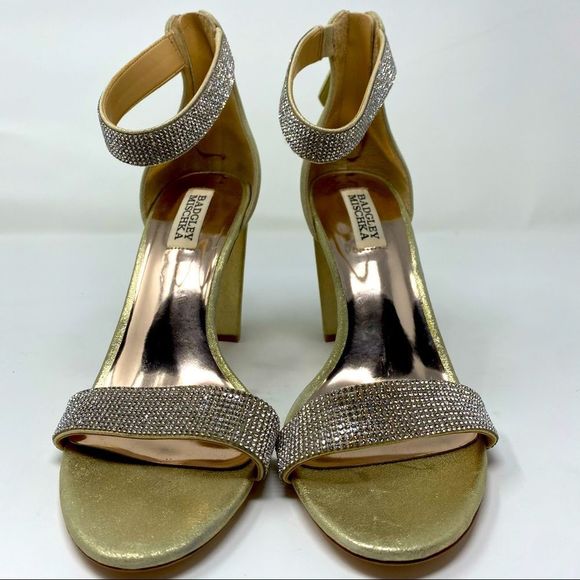 Badgley Mischka Shoes - Bagdley Mischka Gold Block Heel Sz 8.5